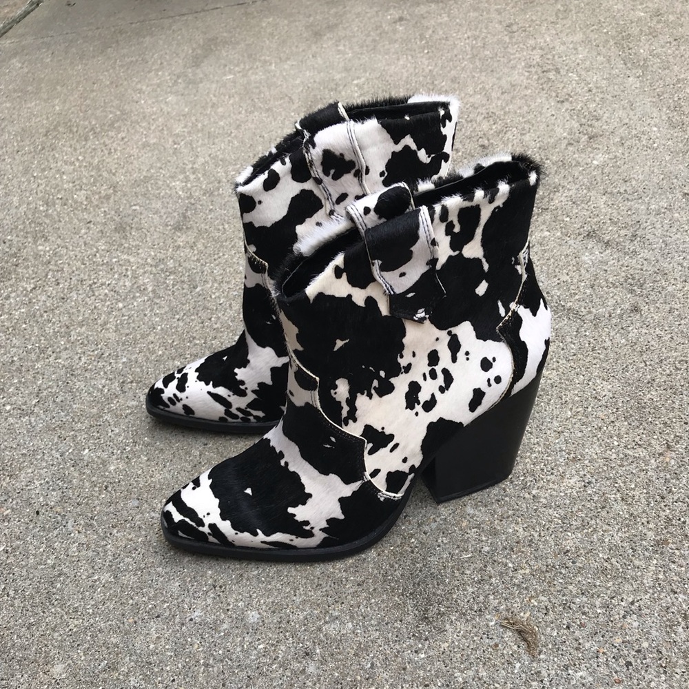 Chinese laundry cow hide ankle boot/ cowboy boot